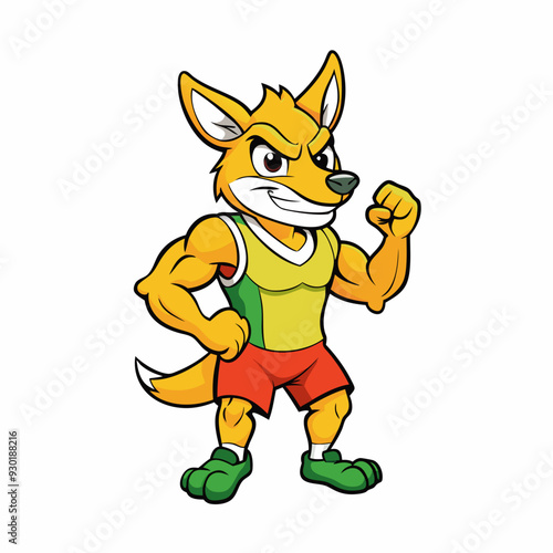 A ferocious angry kangaroo athlete posing art vector illustration