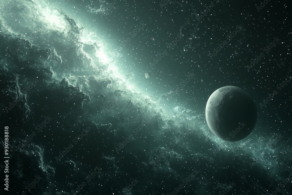 Fototapeta premium Space cosmic illustration with planets scene created with Generative AI