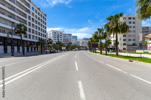 Central Avenue Mohammed VI in the city of Tangier. Morocco