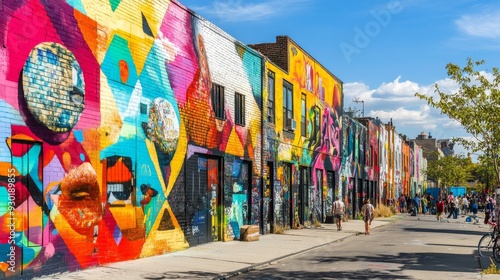 NEW YORK CITY - OCTOBER 10, 2015: mural art in Bushwick, Brooklyn. Bushwick is one of NYCs major street art hubs, with an outdoor art gallery known as the Bushwick Collective 