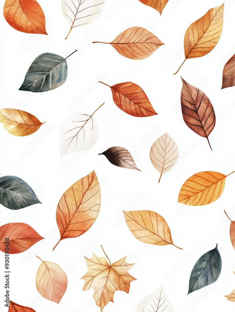 Obraz premium background print of painted autumn leaves, mockup. autumn time background