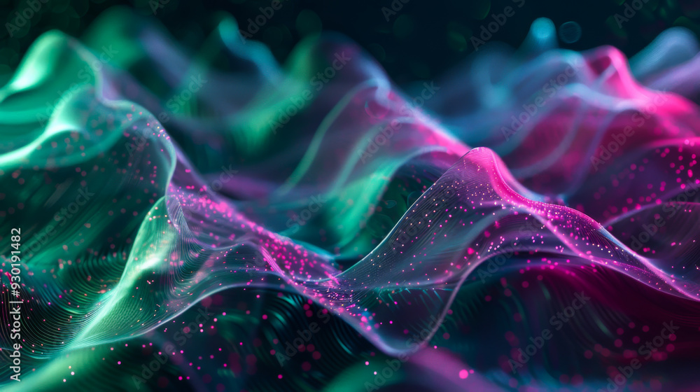 Abstract background. Graphic wave-like movements in dark purple and emerald colors. Copy space. Abstract background. Graphic wave-like movements in dark purple and emerald colors. Copy space.