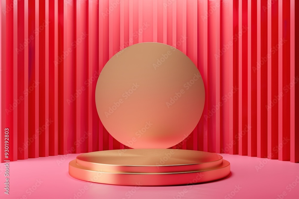Golden platform on red Golden platform on red