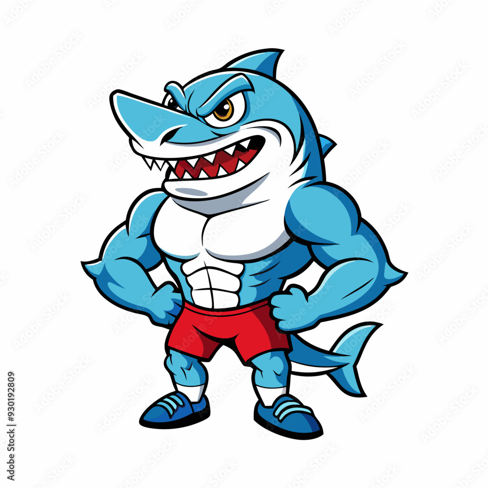 A ferocious angry Shark athlete posing art vector illustration A ferocious angry Shark athlete posing art vector illustration