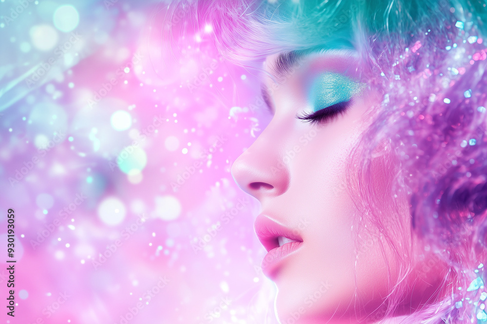 An ethereal portrait of serene beauty, blending soft features with pastel mists and star-like sparkles, evoking dreamlike tranquility. An ethereal portrait of serene beauty, blending soft features with pastel mists and star-like sparkles, evoking dreamlike tranquility.