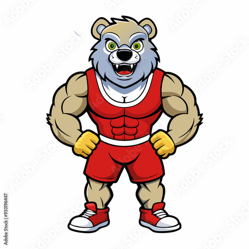 A ferocious bear athlete posing art vector illustration