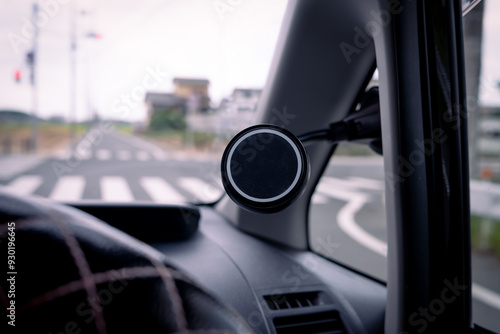 Magnetic mobile phone holder in a car photo