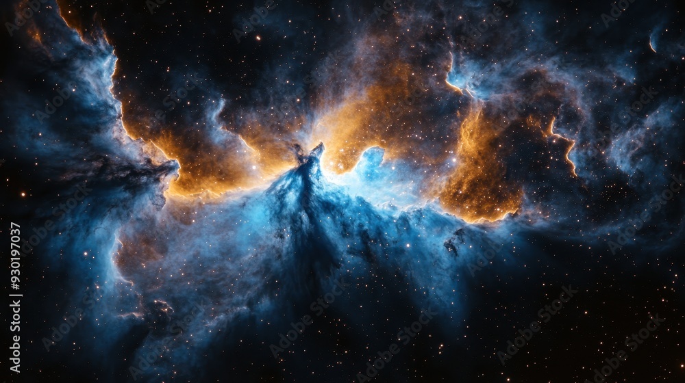 A vibrant nebula in space showcasing swirling gases and stars, highlighting cosmic beauty. A vibrant nebula in space showcasing swirling gases and stars, highlighting cosmic beauty.