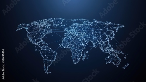 Global network connectivity visualization showcasing interconnected nodes across continents