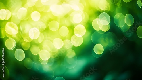 Abstract Green Bokeh Background with Light Spots.