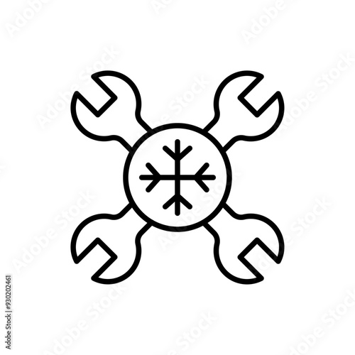 Cooler repair outline icons, minimalist vector illustration ,simple transparent graphic element .Isolated on white background