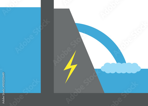 power generation dam renewable eco enegry icon