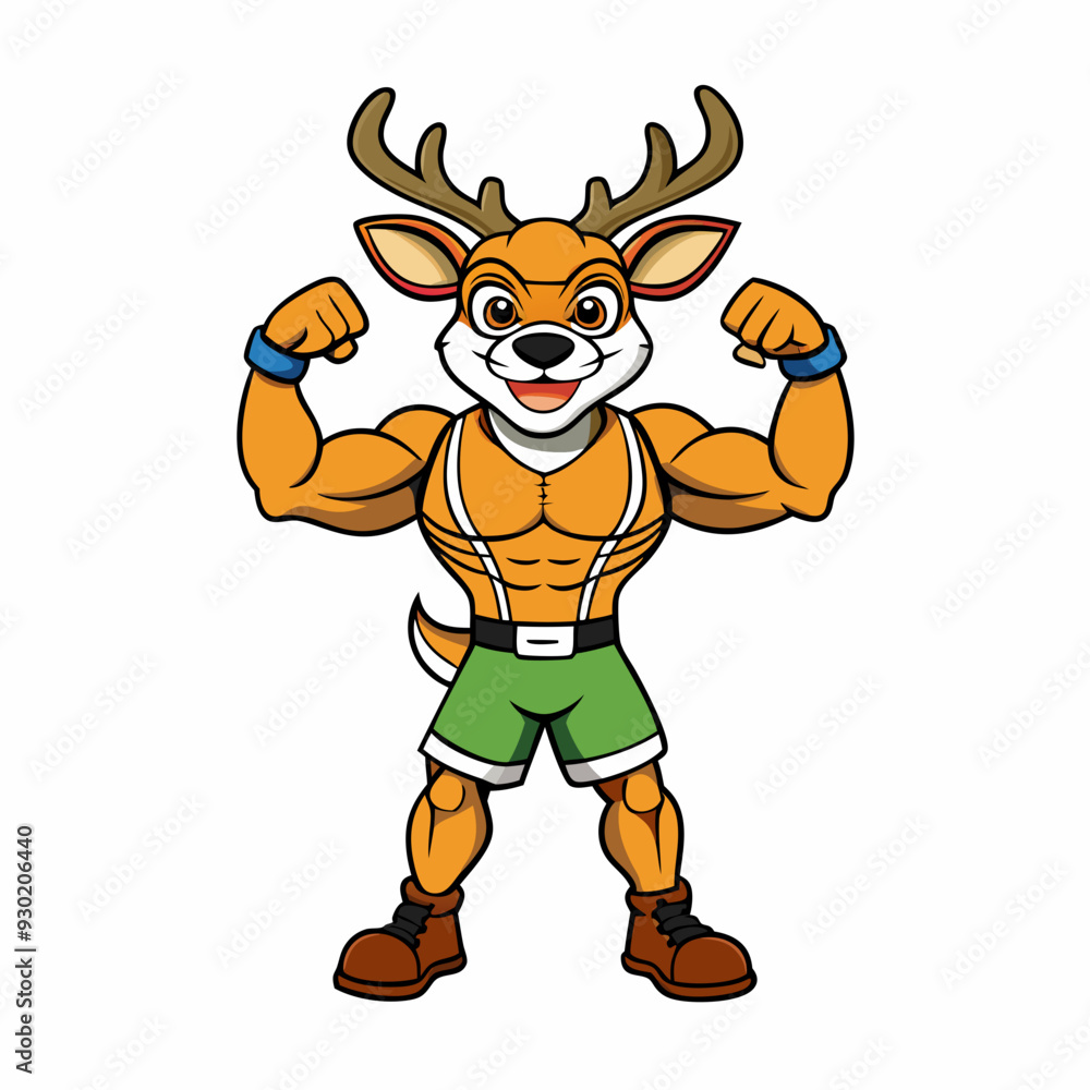 A ferocious deer athlete posing art vector illustration A ferocious deer athlete posing art vector illustration