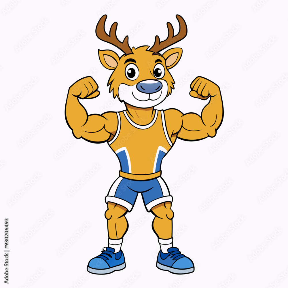 A ferocious deer athlete posing art vector illustration A ferocious deer athlete posing art vector illustration
