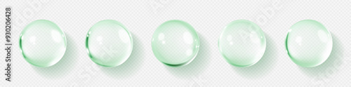 Hyaluronic acid  bubbles. Collagen clear drops. Cosmetic serum. Skincare product. Vector illustration
