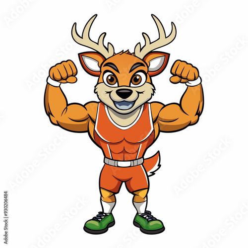 A ferocious deer athlete posing art vector illustration