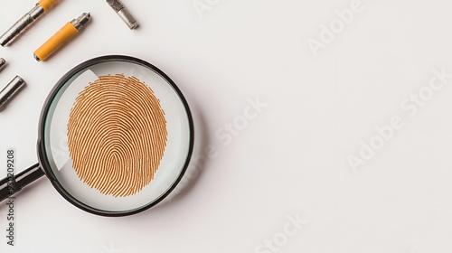 Magnifying Glass with Fingerprint - Forensic Evidence and Crime Scene Investigation