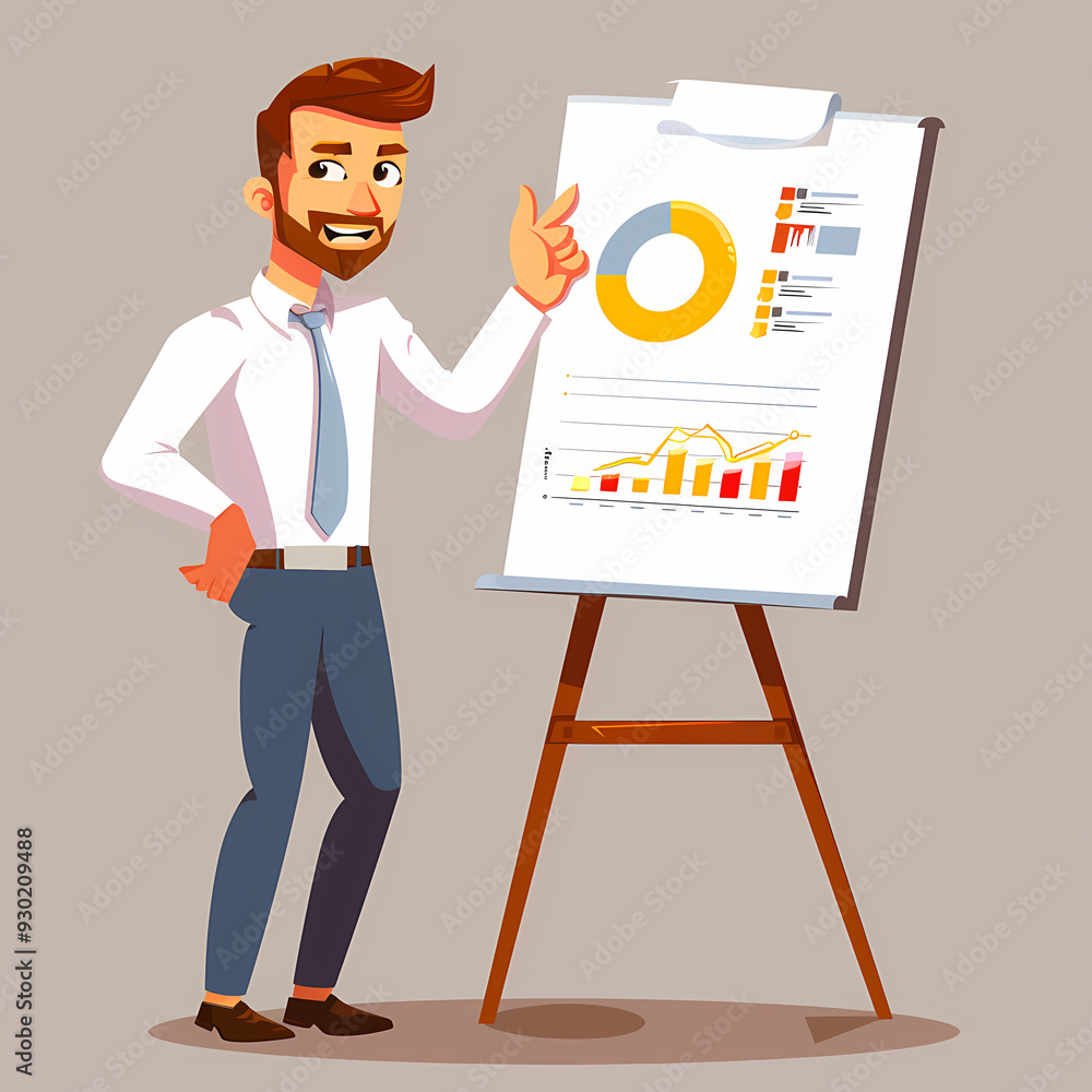 Businessman shows business plan. Cartoon Vector Illustration. Businessman shows business plan. Cartoon Vector Illustration.