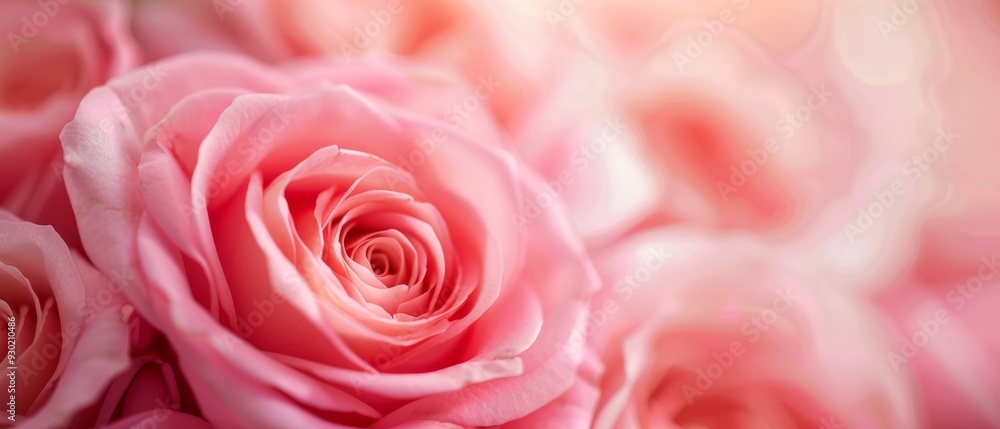 A single batch of pink roses, surrounded by others, in the midst of more pink rose bundles A single batch of pink roses, surrounded by others, in the midst of more pink rose bundles