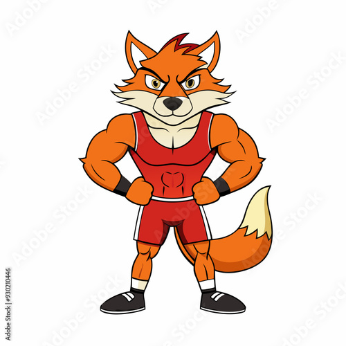 A ferocious fox athlete posing art vector illustration