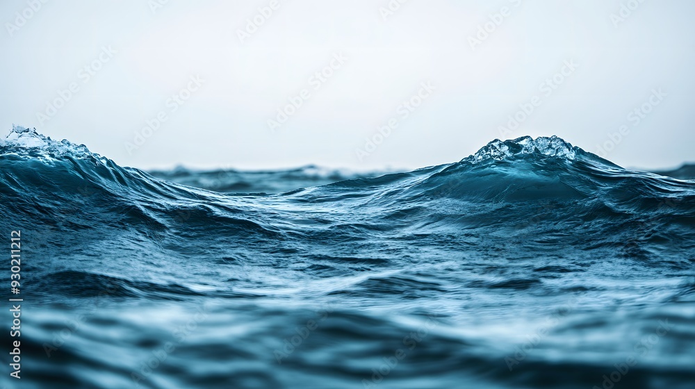 Fototapeta premium Gentle fluid waves in a calm ocean, illustrating the graceful movement of water