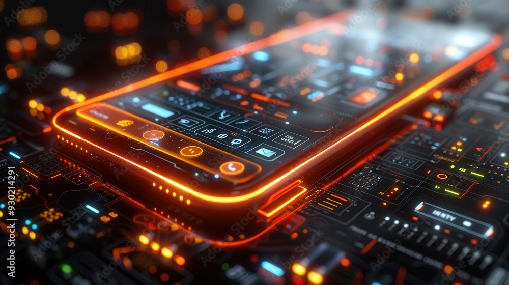 A vibrant, neon-illuminated smartphone on a futuristic circuit board, depicting advanced technology and innovation in a digital world. A vibrant, neon-illuminated smartphone on a futuristic circuit board, depicting advanced technology and innovation in a digital world.