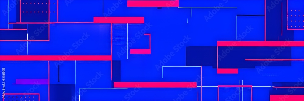 Obraz premium minimalist illustration with simple geometric shapes in vibrant blue and pink colors