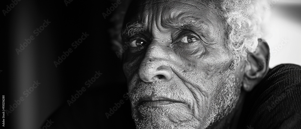 A dramatic black-and-white portrait of an elderly man with deep wrinkles, capturing the wisdom and experience in his eyes. A dramatic black-and-white portrait of an elderly man with deep wrinkles, capturing the wisdom and experience in his eyes.