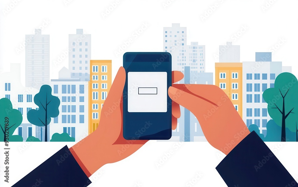 Person using a digital wallet in a smart city environment, depicting the future of urban finance, Wallet smart city, Urban digital finance Person using a digital wallet in a smart city environment, depicting the future of urban finance, Wallet smart city, Urban digital finance