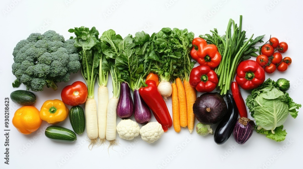 A collection of fresh, vibrant vegetables with ample copy space on a white background. Ideal for organic, vegetarian, and vegan content. A collection of fresh, vibrant vegetables with ample copy space on a white background. Ideal for organic, vegetarian, and vegan content.