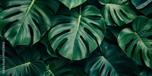 Wallpaper Mural Tropical background of lush green leaves Torontodigital.ca