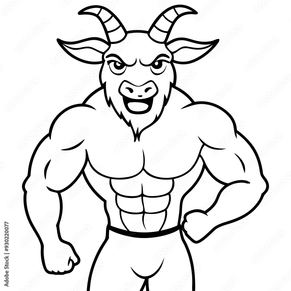 A ferocious goad athlete posing line art vector illustration A ferocious goad athlete posing line art vector illustration