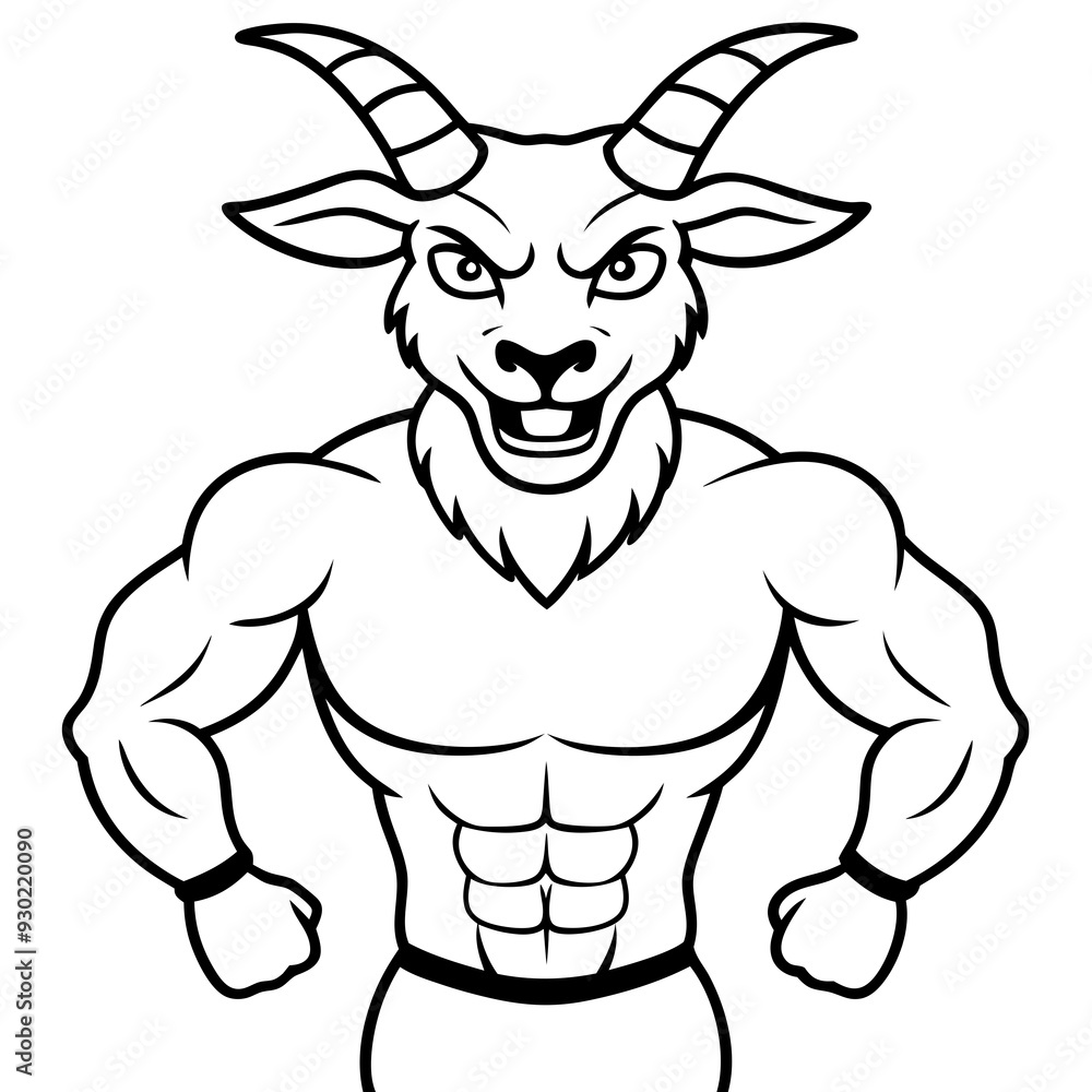 A ferocious goad athlete posing line art vector illustration A ferocious goad athlete posing line art vector illustration