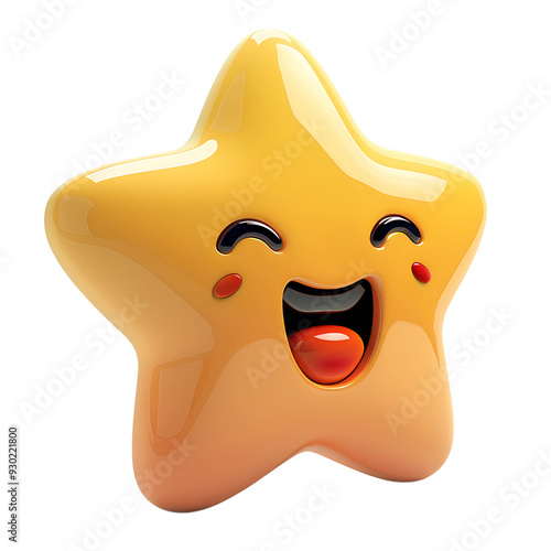 Star-struck emoji isolated on transparent background,rendered as a 3D emoticon with starry eyes,smile 3D stylized vector icon, Love concept, smiling mouth, Generative AI
