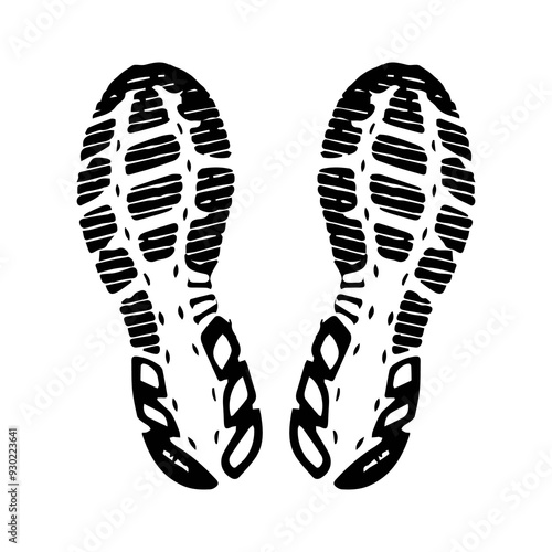 Illustration showing a black shoe sole icon on a white background