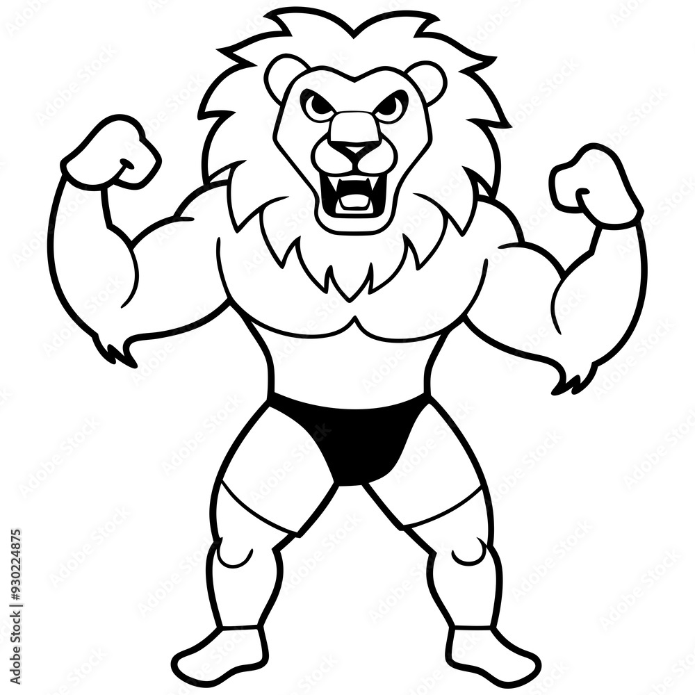 A ferocious lion athlete posing art vector illustration A ferocious lion athlete posing art vector illustration