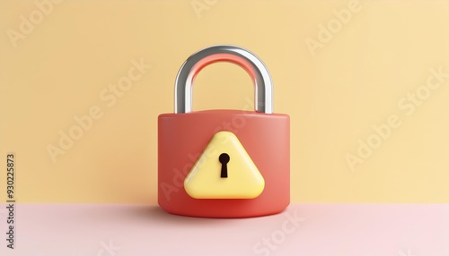 Colorful padlock with a triangular warning symbol, representing security and safety on a minimal background.