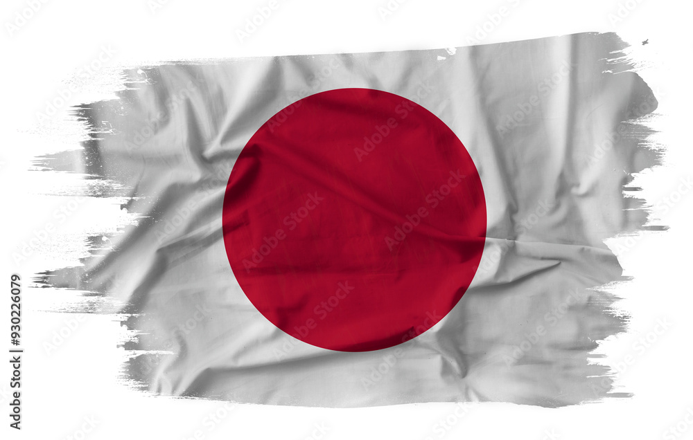 Japan flag on brush stroke on transparent background.