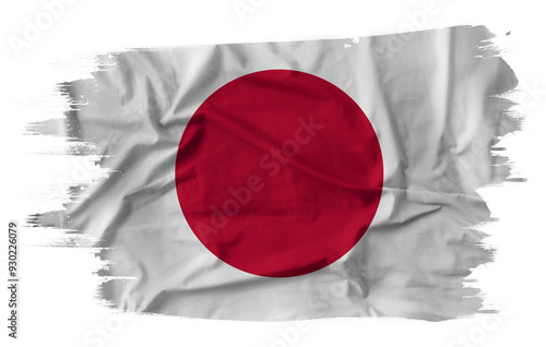 Obraz na płótnie Japan flag on brush stroke on transparent background. w salonie