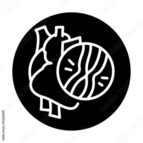 Myocardiopathy black line icon.