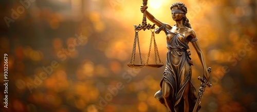 Lady Justice, Symbol of the Law, Against a Golden Backdrop