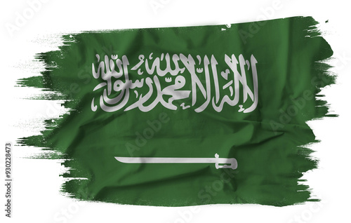 Obraz na płótnie Saudi Arabia flag on brush stroke on transparent background.
w salonie