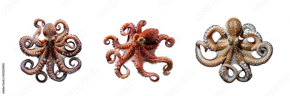 Fototapeta premium Set of Octopus isolated on a transparent background