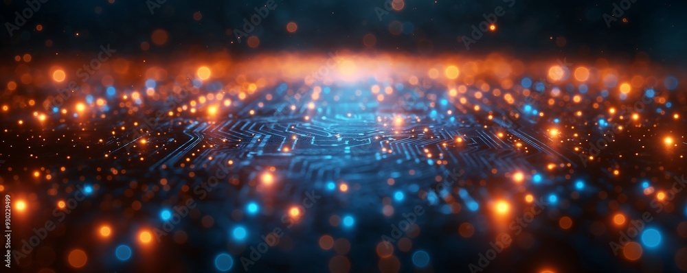 Obraz premium tech background, digital, modern, neon lights