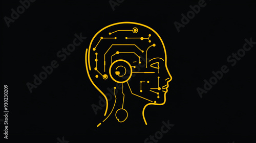 Artificial intelligence AI pictogram. Technology related to artificial intelligence, computers and systems that are intelligent, graphic of robot. Vector ai generated logo or symbol. 