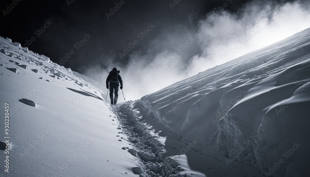 Snowfield Roams in Foggy Winter: The Trailblazer's Quest Engulfed in Landslide