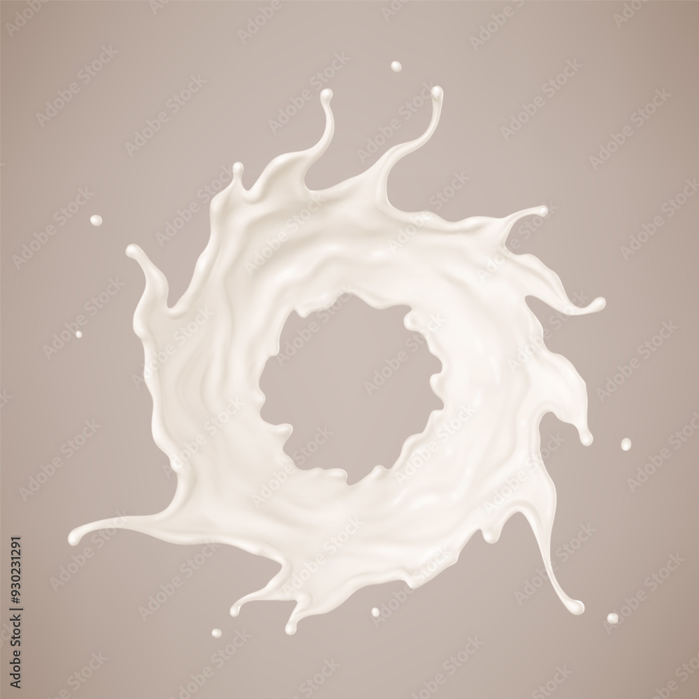 Circle milk splash. Natural dairy product, yogurt or cream splash. Realistic Vector illustration Circle milk splash. Natural dairy product, yogurt or cream splash. Realistic Vector illustration