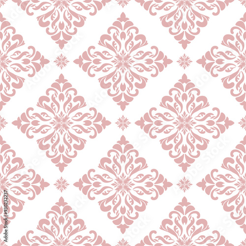 Damask vector seamless pattern element. Vector classical luxury old fashioned damask ornament, royal victorian seamless texture for wallpapers, textile, wrapping. Vintage exquisite floral baroque temp