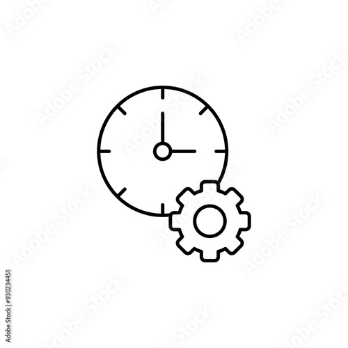 Time Management Icon - Clock and Gear Illustration for Efficient Scheduling, Productivity Enhancement, Organizational Tools Design, Task Planning, Deadline Tracking, Business Optimization