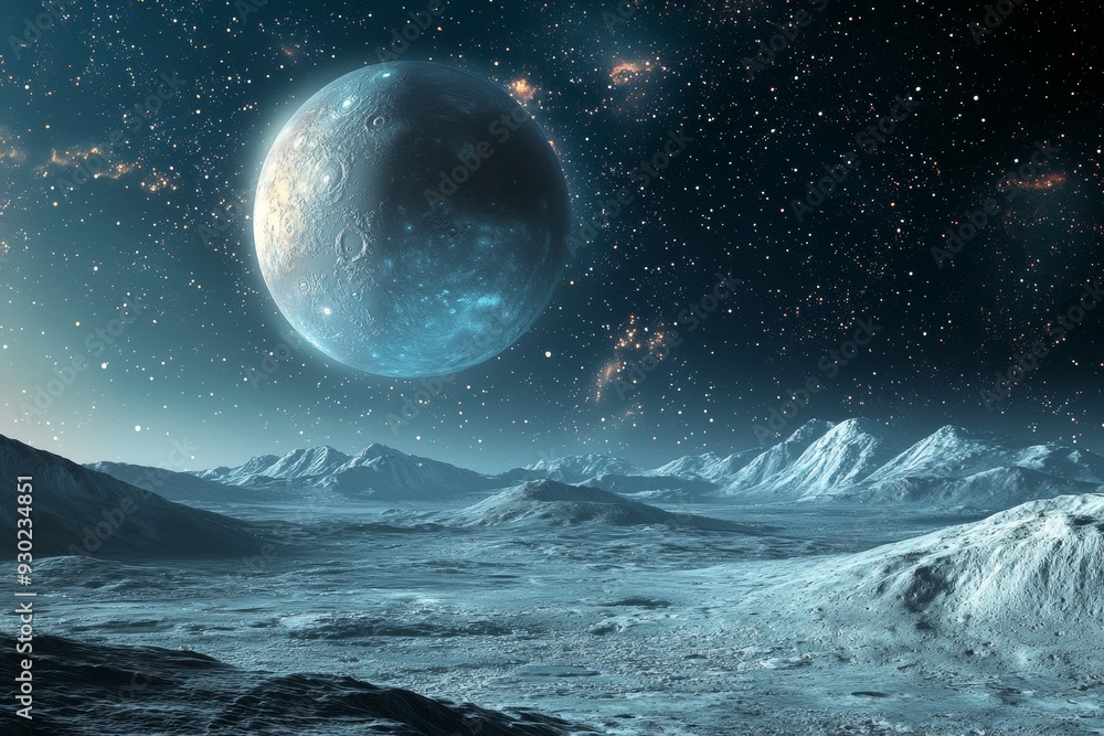Space cosmic illustration with planets scene created with Generative AI Space cosmic illustration with planets scene created with Generative AI